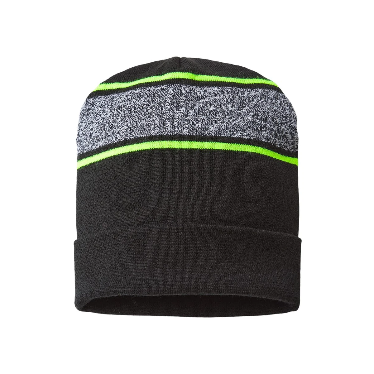 USA-Made Variegated Striped Cuffed Beanie - RKV12 1