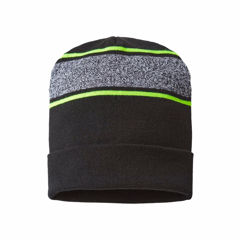 USA-Made Variegated Striped Cuffed Beanie - RKV12
