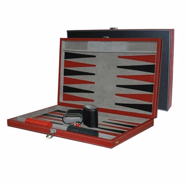 LEATHERETTE BACKGAMMON SET- LARGE