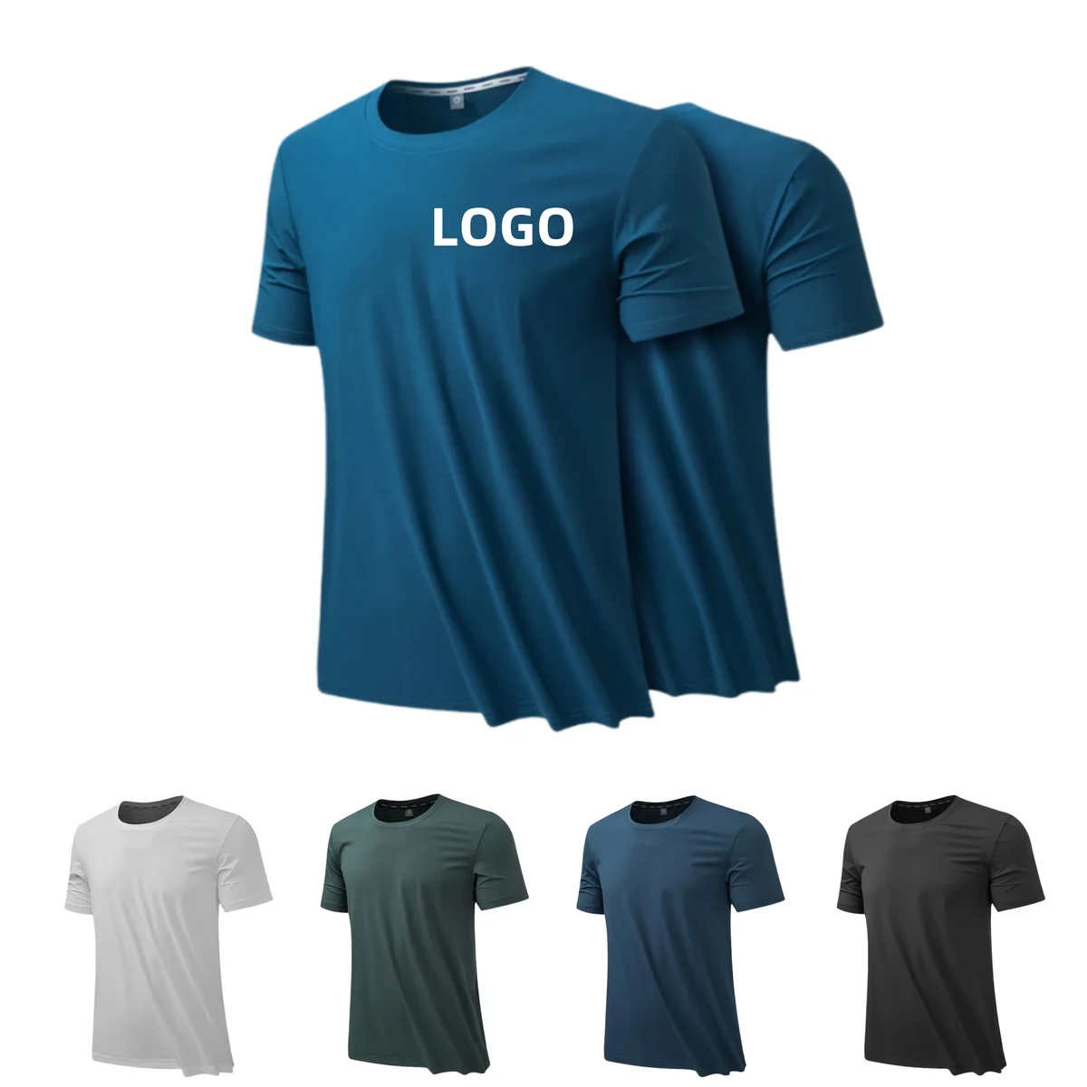 Ice Silk Breathable Round Neck Sweat-Absorbing T-Shirt 1