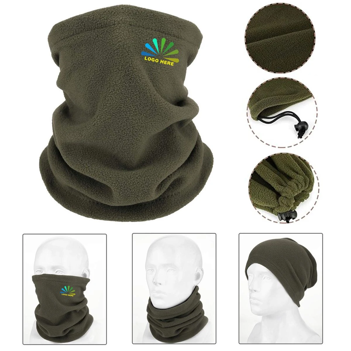 MOQ50 Winter Neck Warmer Face Ski Mask with Drawstring 1