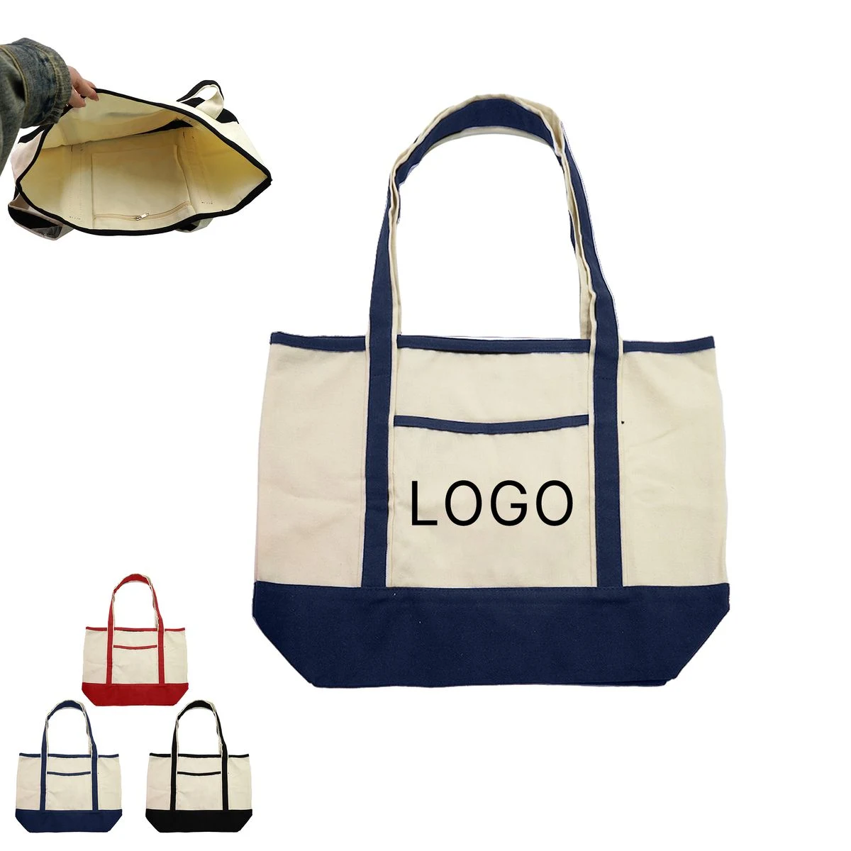 Large Patchwork Boat Tote, custom tote bag with logo imprint 1