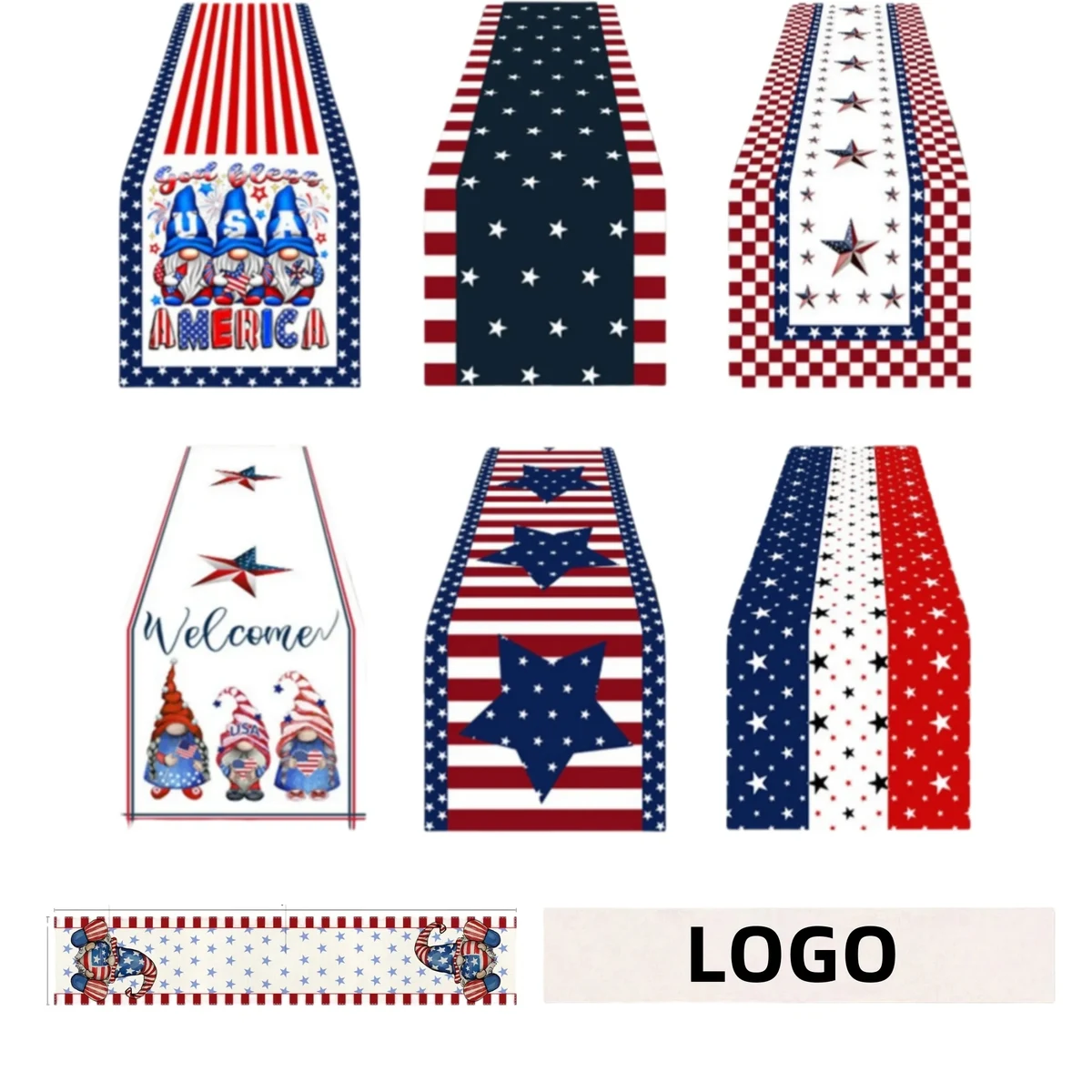 Patriotic Stars Stripes Table Runner 1