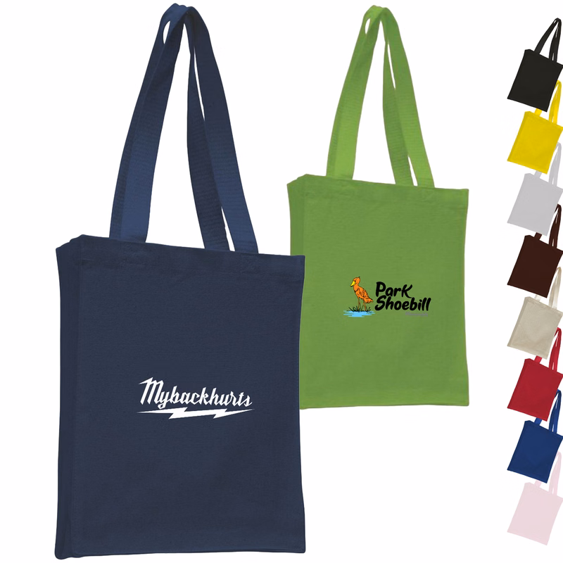12 oz. COMPACT CONVENTION COTTON CANVAS TOTE BAG USA Decorated (10" x 12")