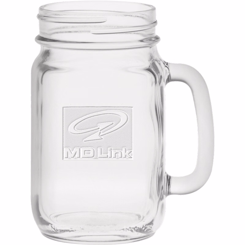 16 oz. Handled Jar - Deep Etched