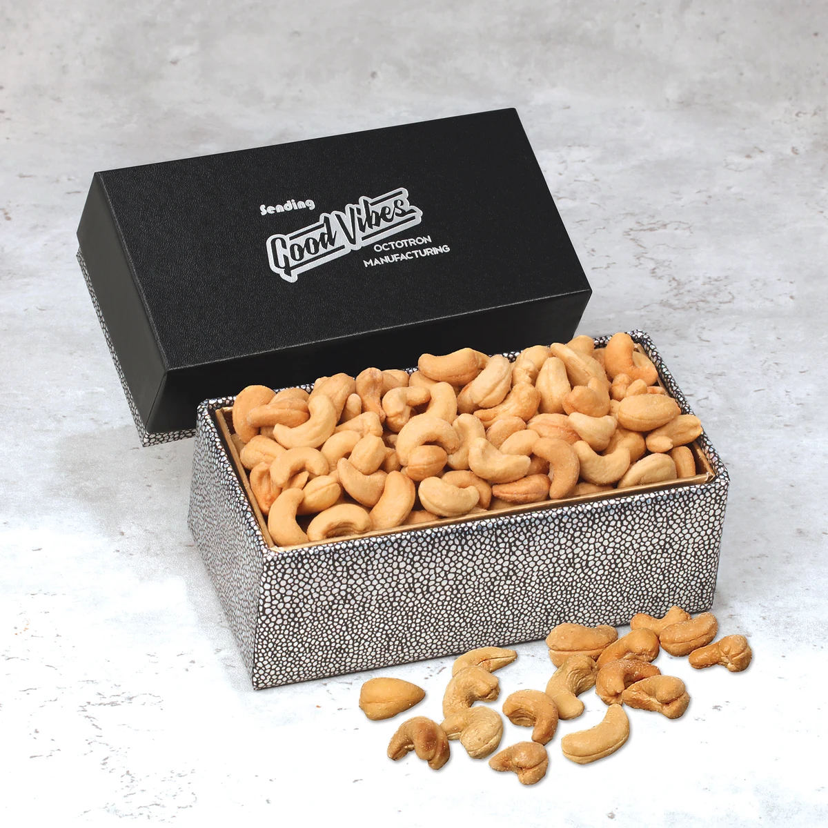 Fancy Cashews in Black & Silver Gift Box 1