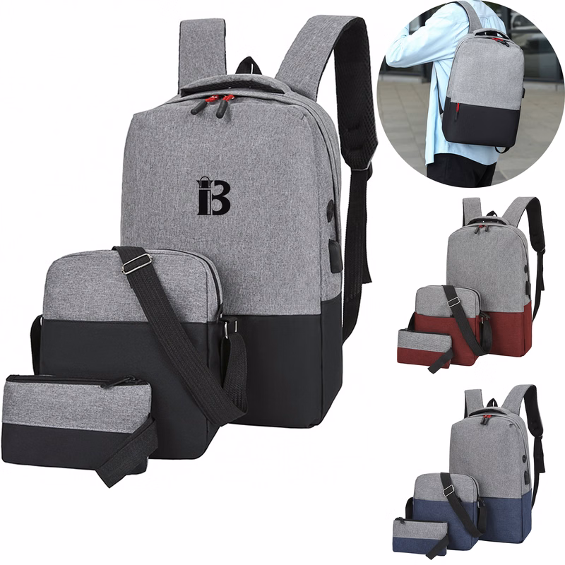 3pcs Nylon Large Capacity Laptop Backpack Set