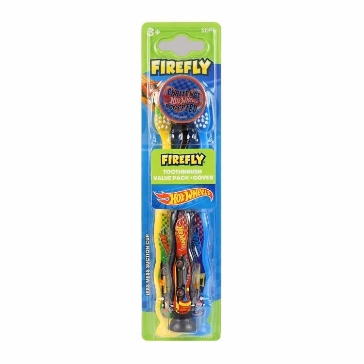 Kid's Hot Wheels Soft Suction Toothbrush with Cap - 3 Ct