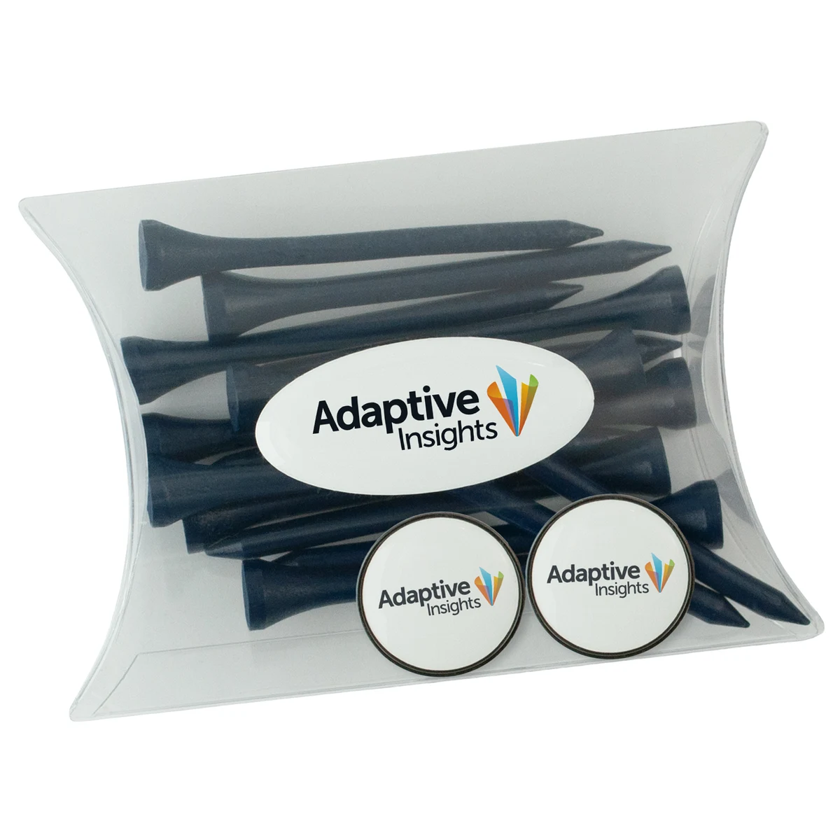 Clear Pillow Pack Golf Gift Set - 2 Ball Marker & Tees 1