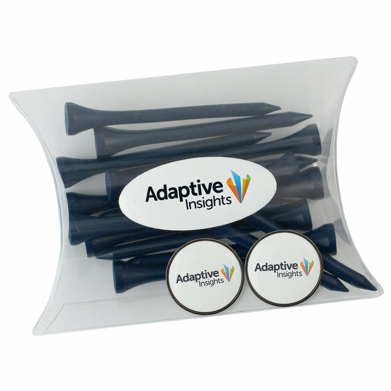 Clear Pillow Pack Golf Gift Set - 2 Ball Marker & Tees