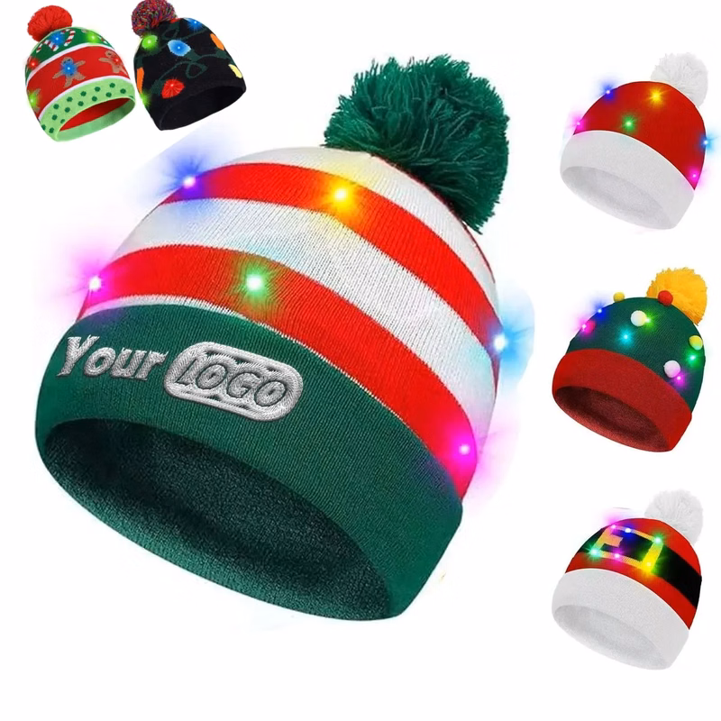 LED Light-Up Christmas Knit Beanie