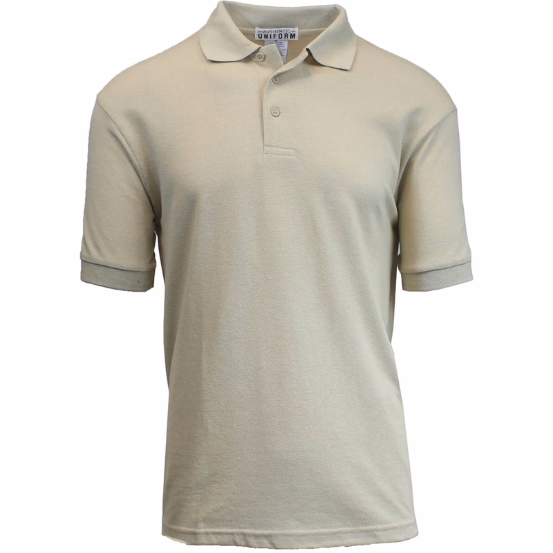 Adult Uniform Polo Shirts - Khaki Short Sleeve Size M - 2X