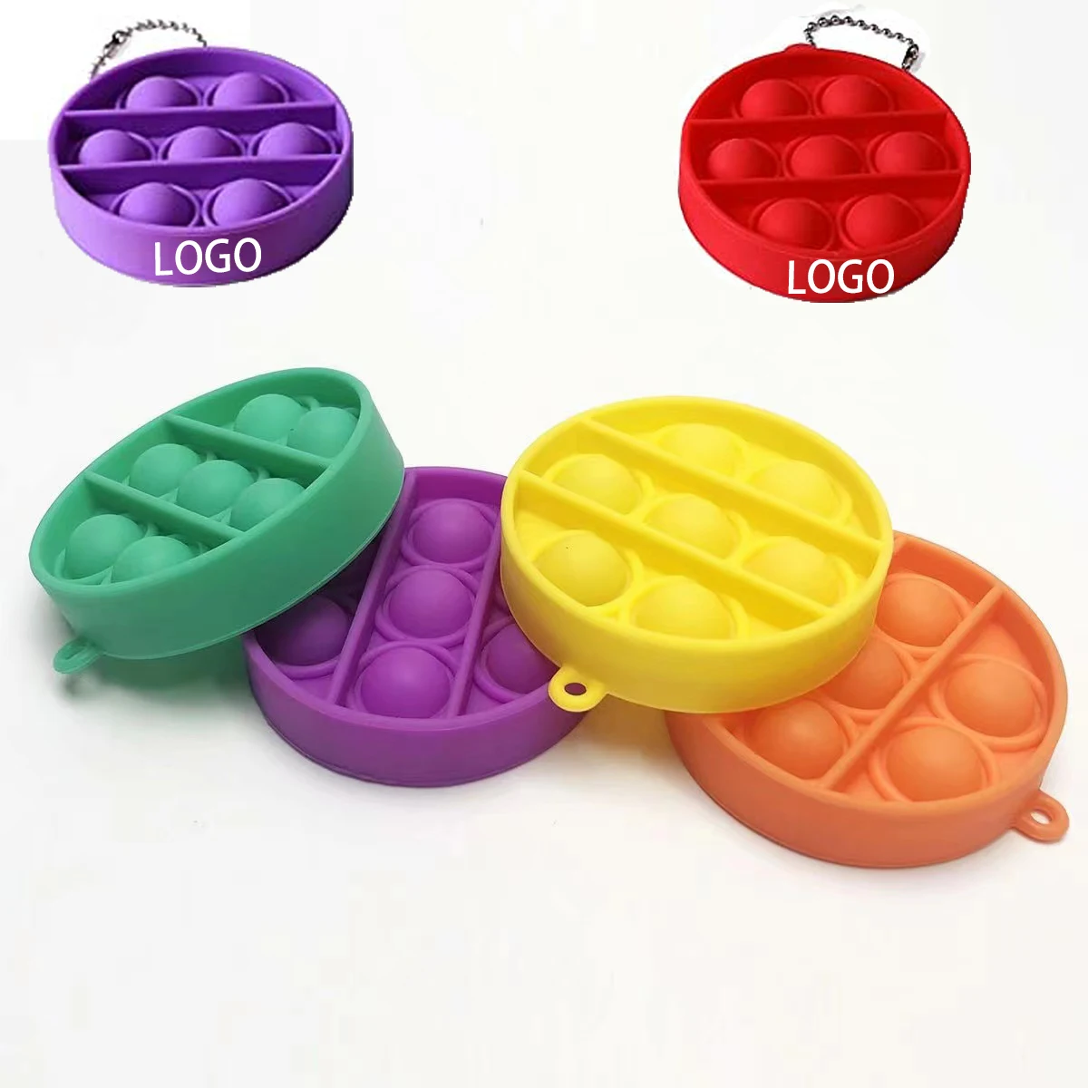 Shape Round Pure Color Push Pop Key Chain/Hook up 1