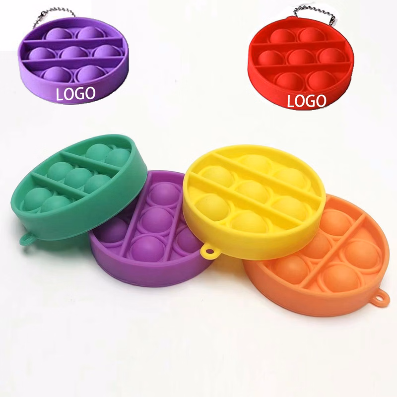Shape Round Pure Color Push Pop Key Chain/Hook up