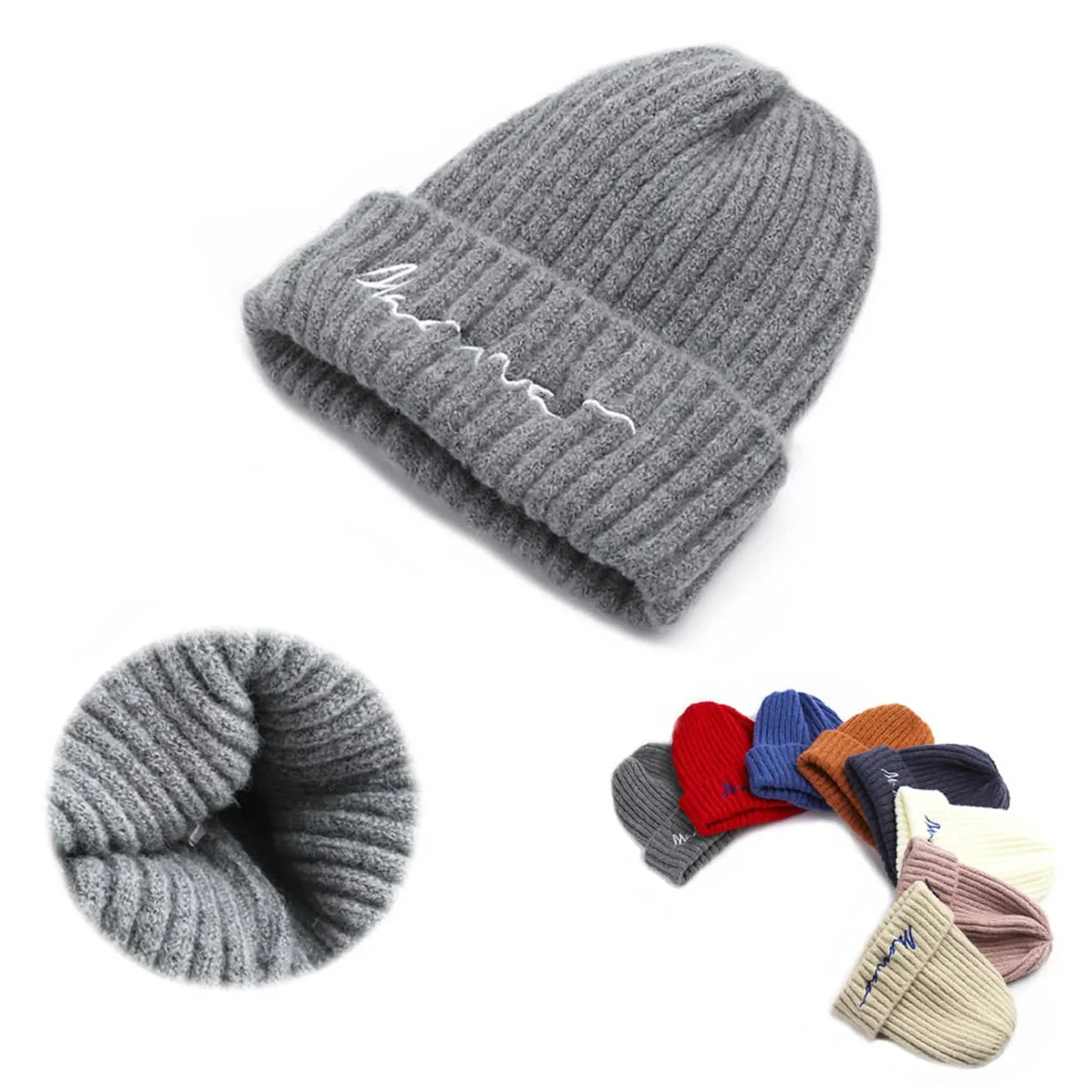 Knit Roll Cuff Beanie Cap 1