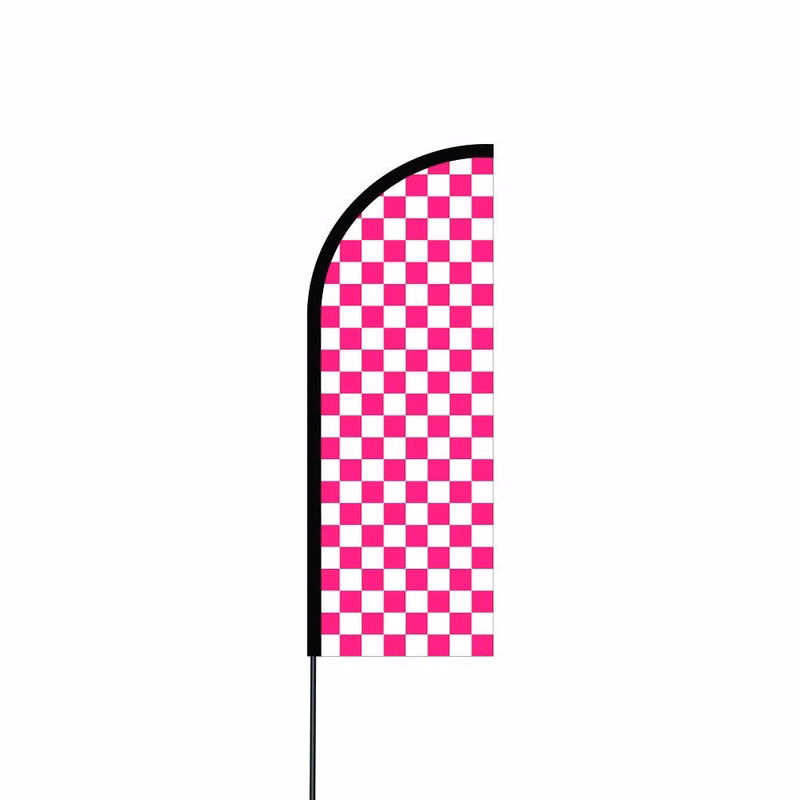 Checkered/Chequered (Pink & White) Flag Kit 17' Feet Feather Flag Sign feather banner Outdoor Banner
