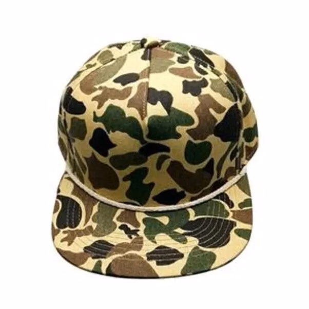 Custom Camo Cotton Snapback Rope Hat with Flat Bill