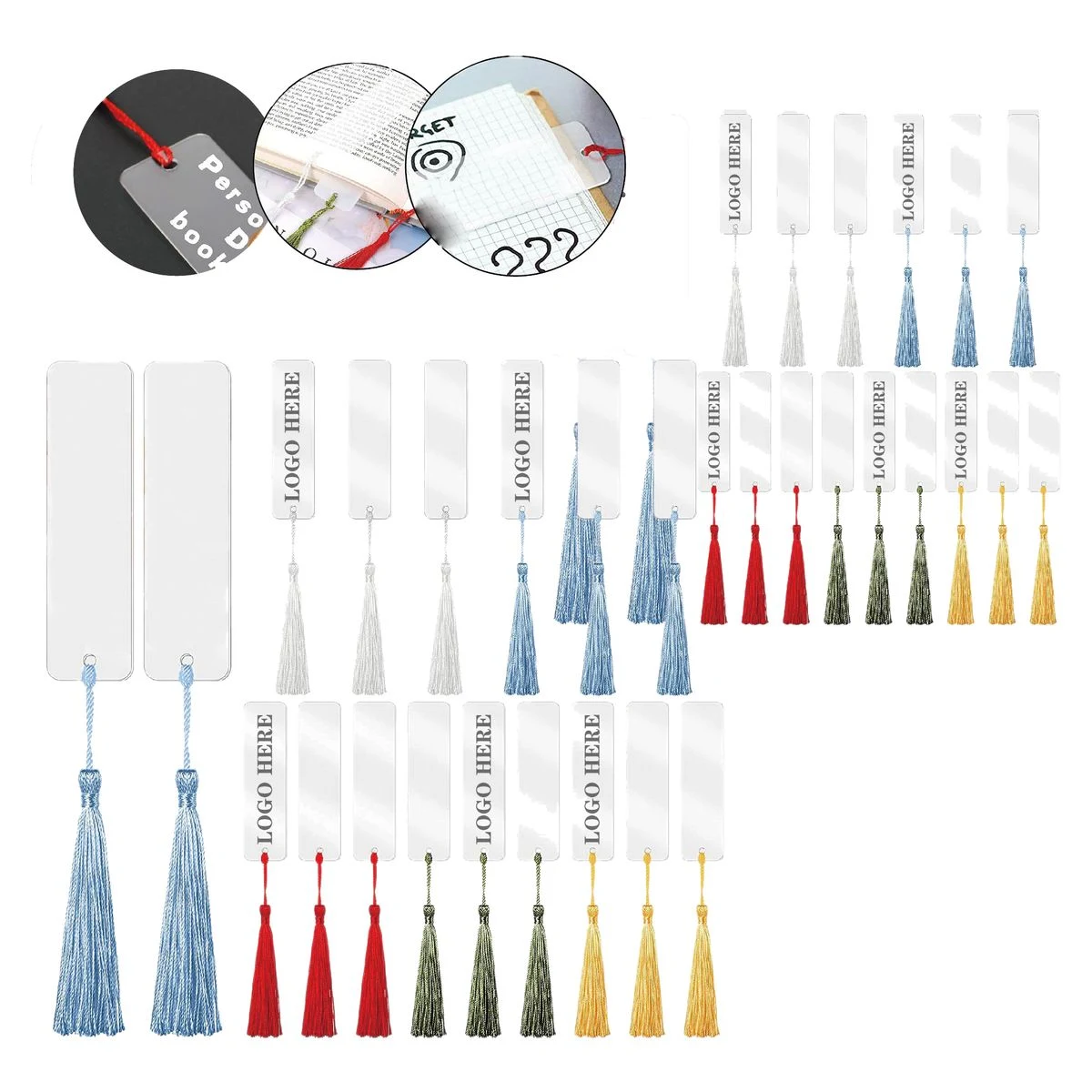 Acrylic Tassel Bookmarks Set 15pcs Colorful Book Marks 1