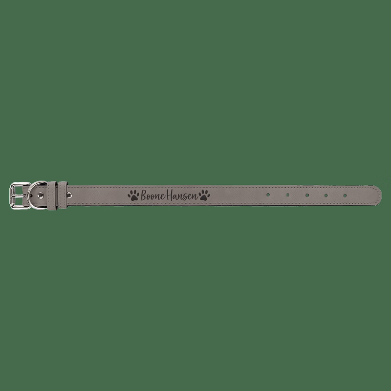 15" x 3/4" Gray Leatherette Dog Collar