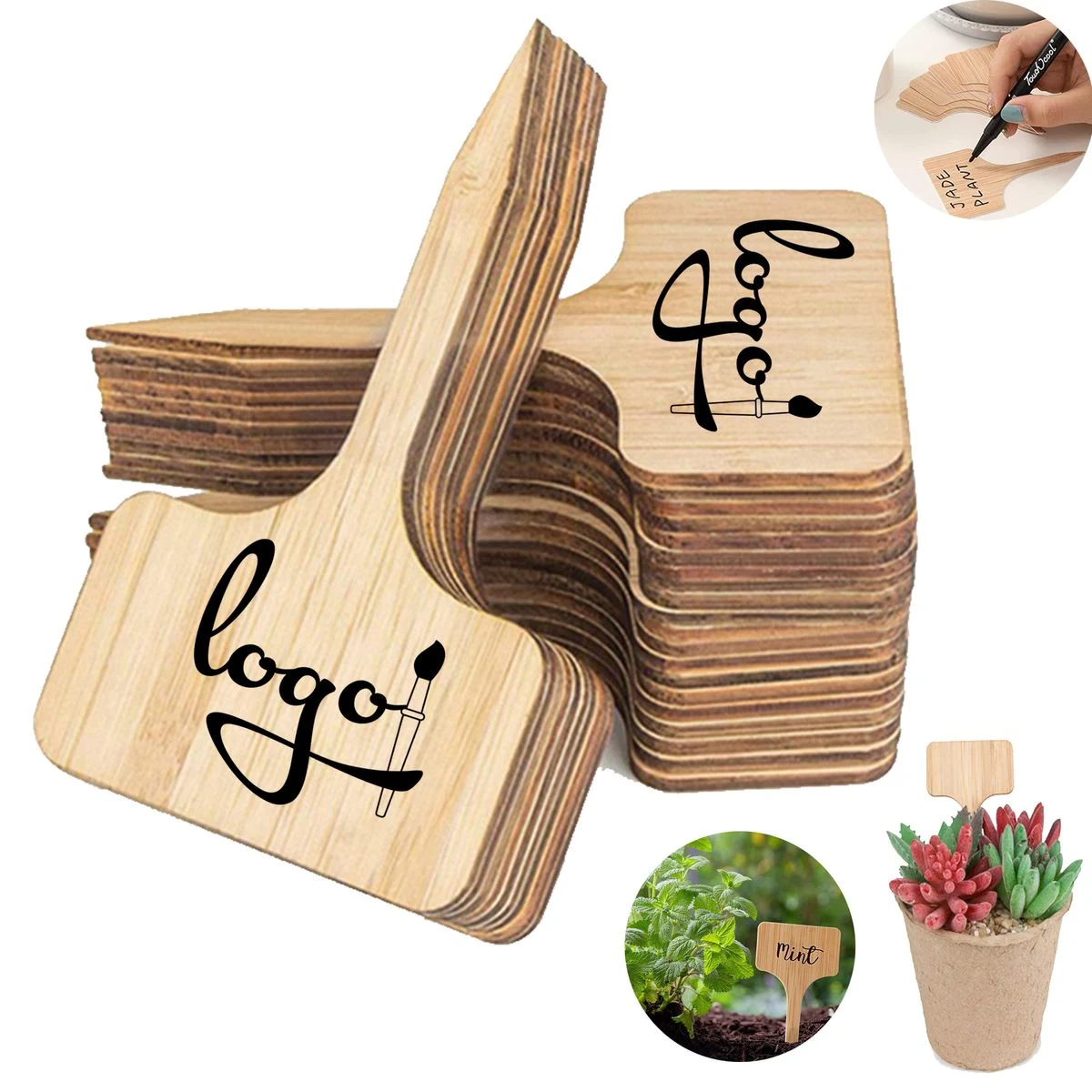 3.9"??2.4" Creative Wooden Flower Tags 1