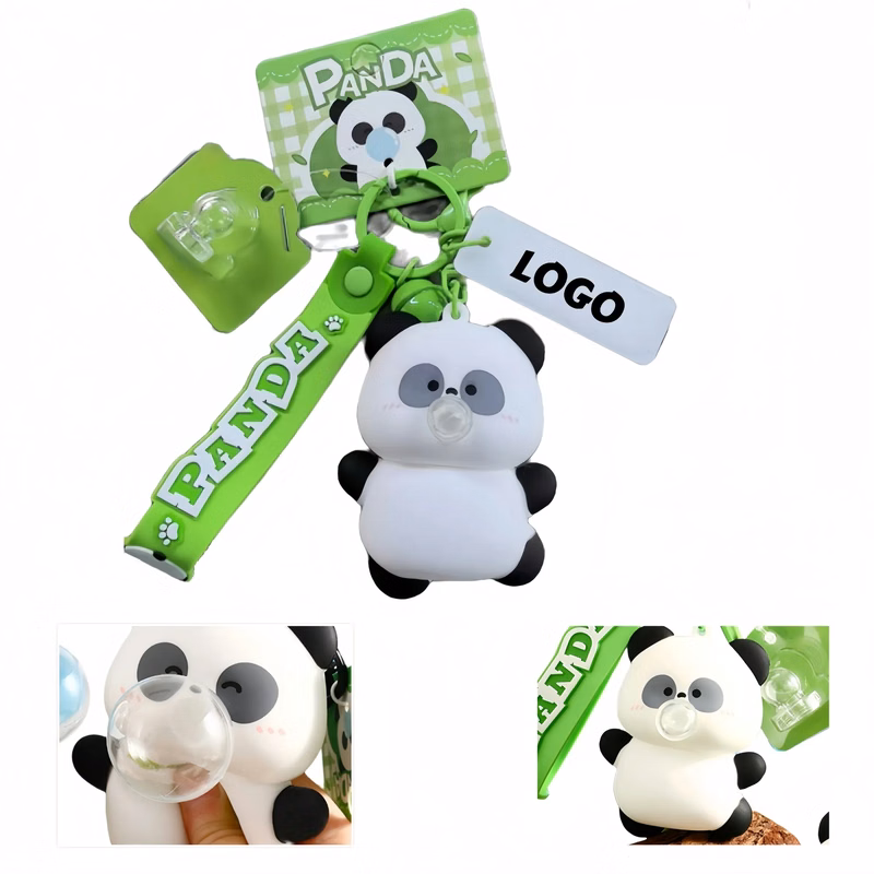 Silicone Bubble-Blowing Panda Keychain