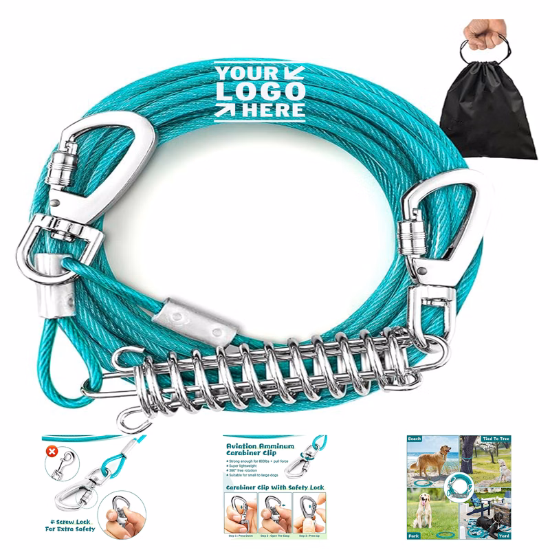 Up To 125lbs Heavy Duty Dog Tie Out Cable Yard Chew Proof 50FT Lead