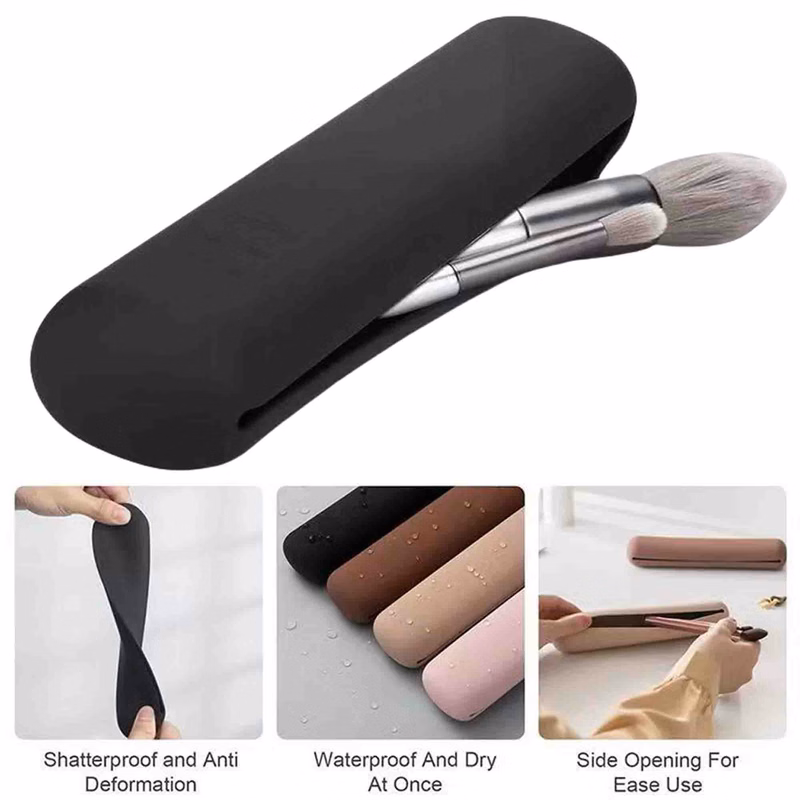 Silicone Makeup Brush Holder with Zipper