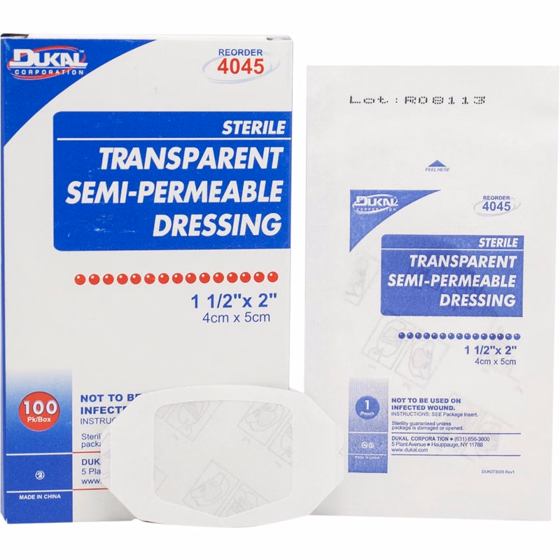 Transparent Semi-Permeable Dressing - 100 Count 1.5" x 2"