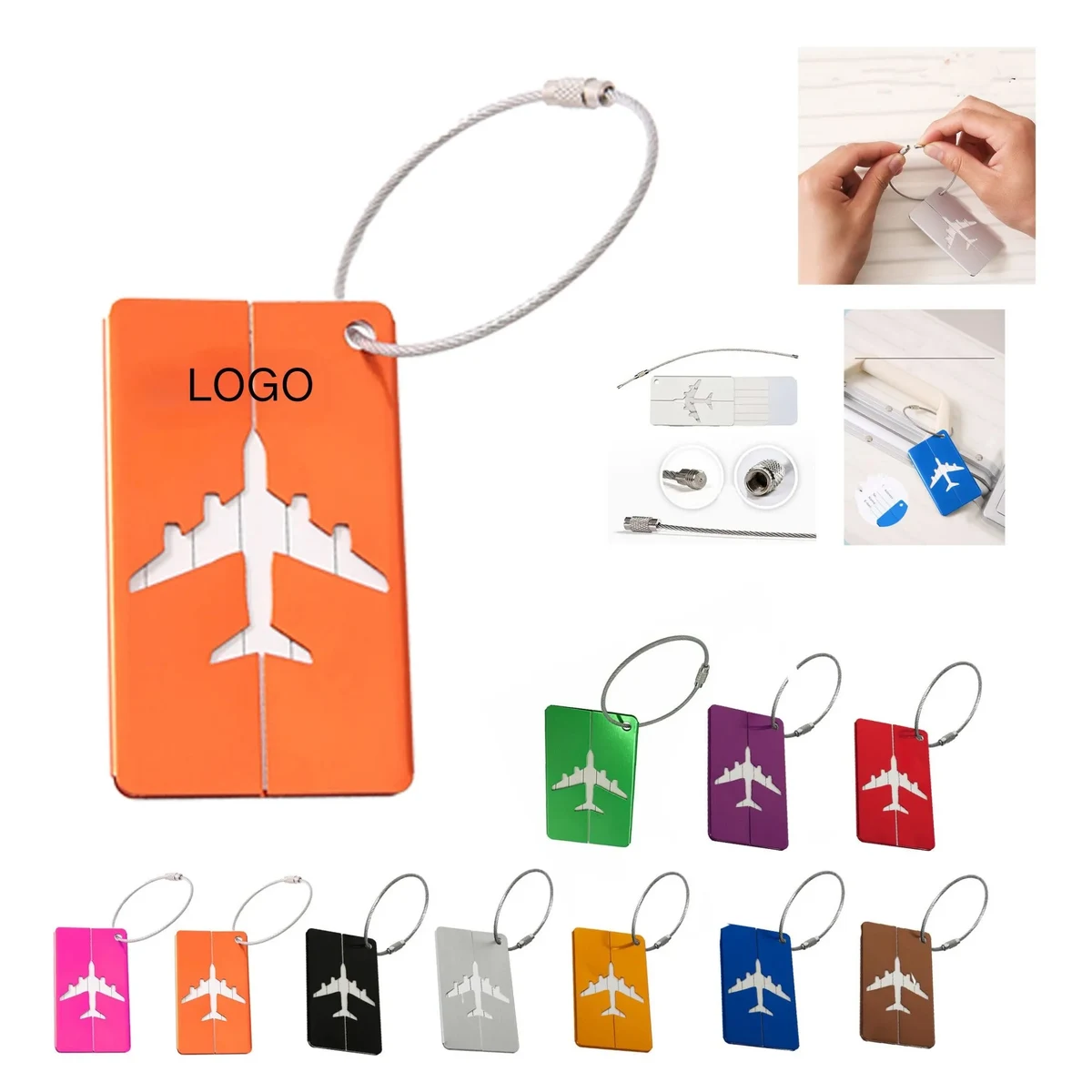 Metal Airplane Luggage Tag for Boarding 3" x 1.7" 1
