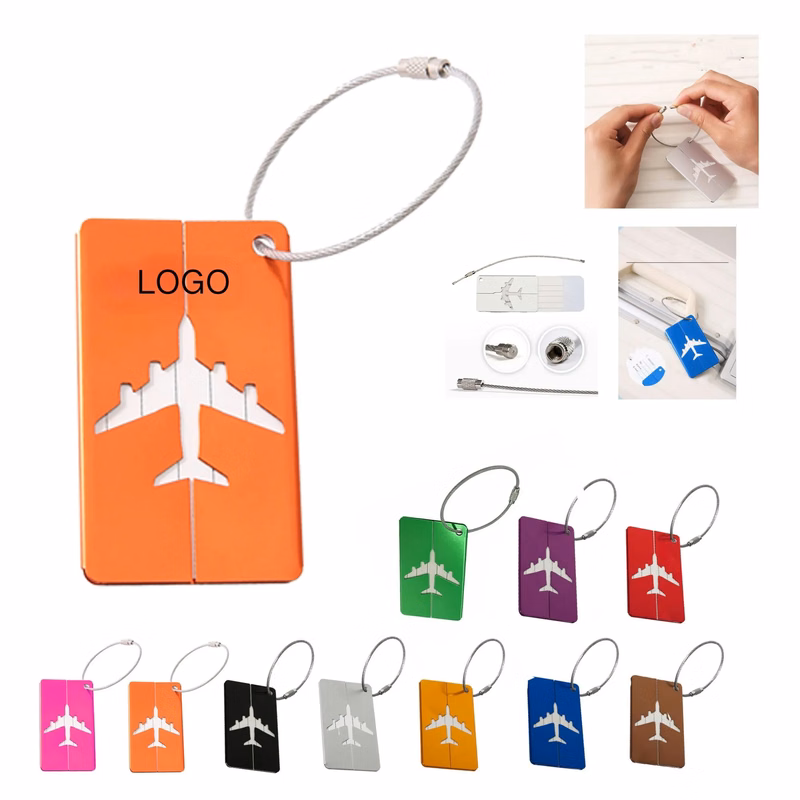 Metal Airplane Luggage Tag for Boarding 3" x 1.7"