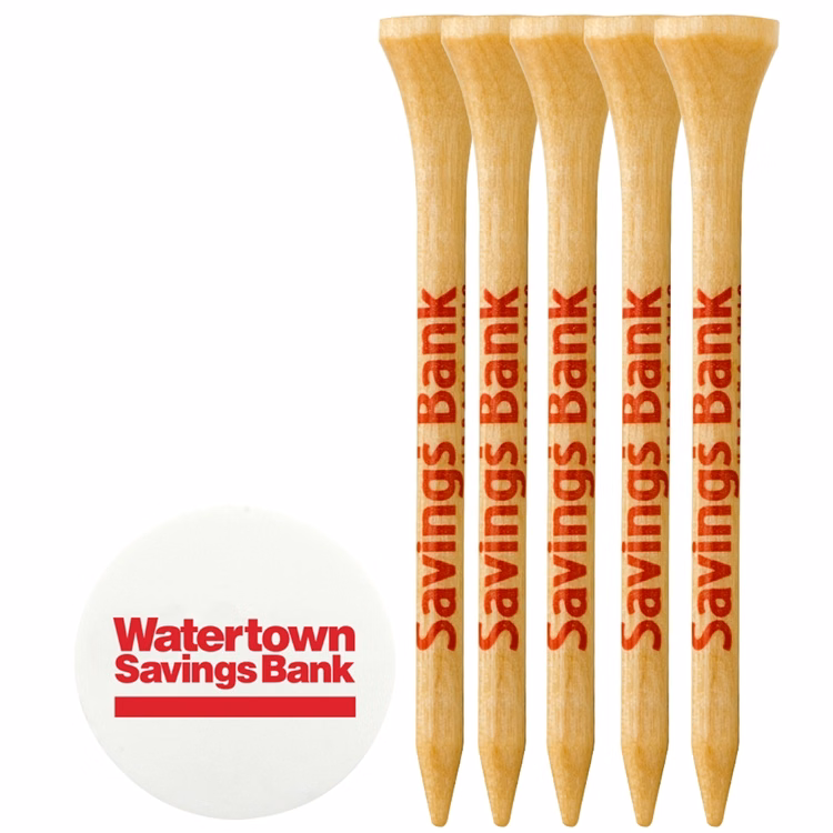 5 Wood Tees 3 1/4", 1 Ball Marker