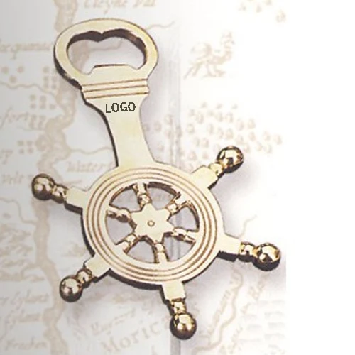 Brass Ship Wheel Bottle Opener 1