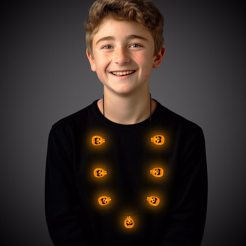 34" Light Up Pumpkin Necklace