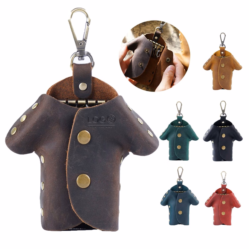 Cowhide Leather Jacket Shaped Key Case