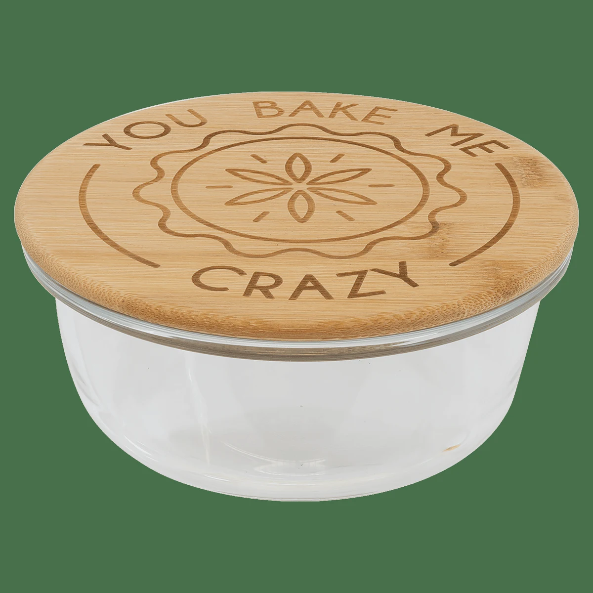 21 oz Clear/Bamboo Round Glass Container with Lid 1