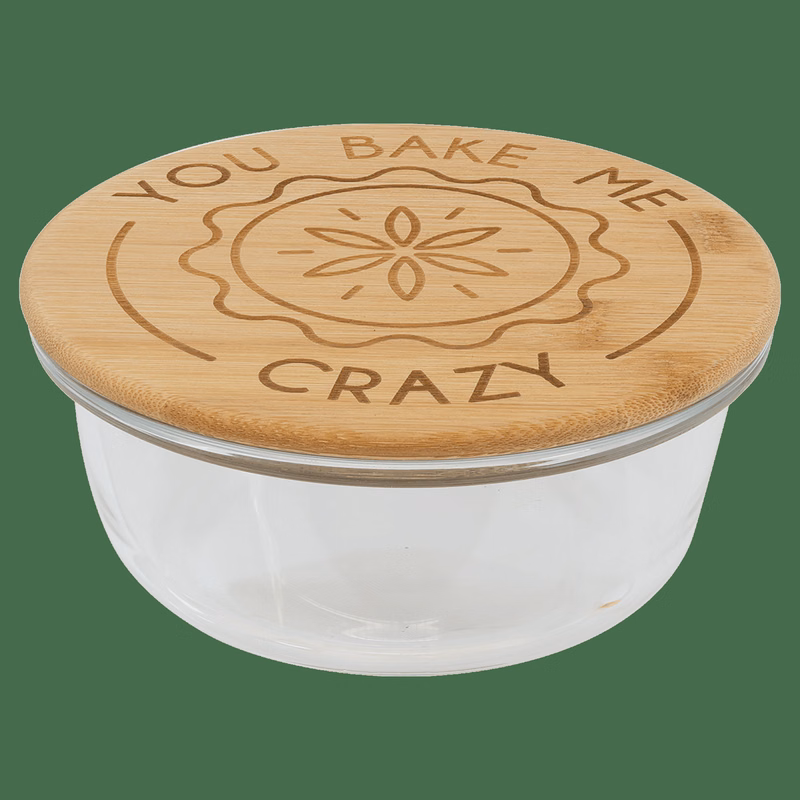 21 oz Clear/Bamboo Round Glass Container with Lid