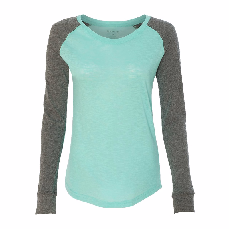 Women's Preppy Patch Slub Long Sleeve T-Shirt - T66