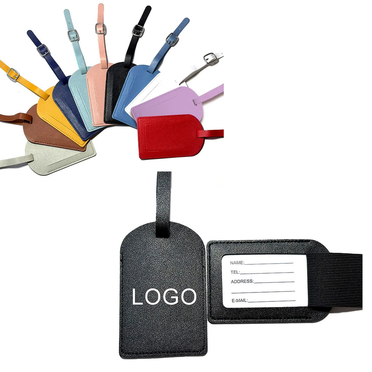 Luggage Tag Faux Leather for Suitcase Men Women Kids 1