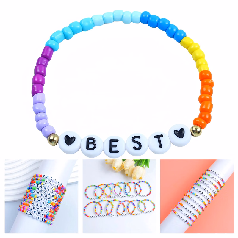Plastic Friendship Bracelet Vibrant Beads with Letters