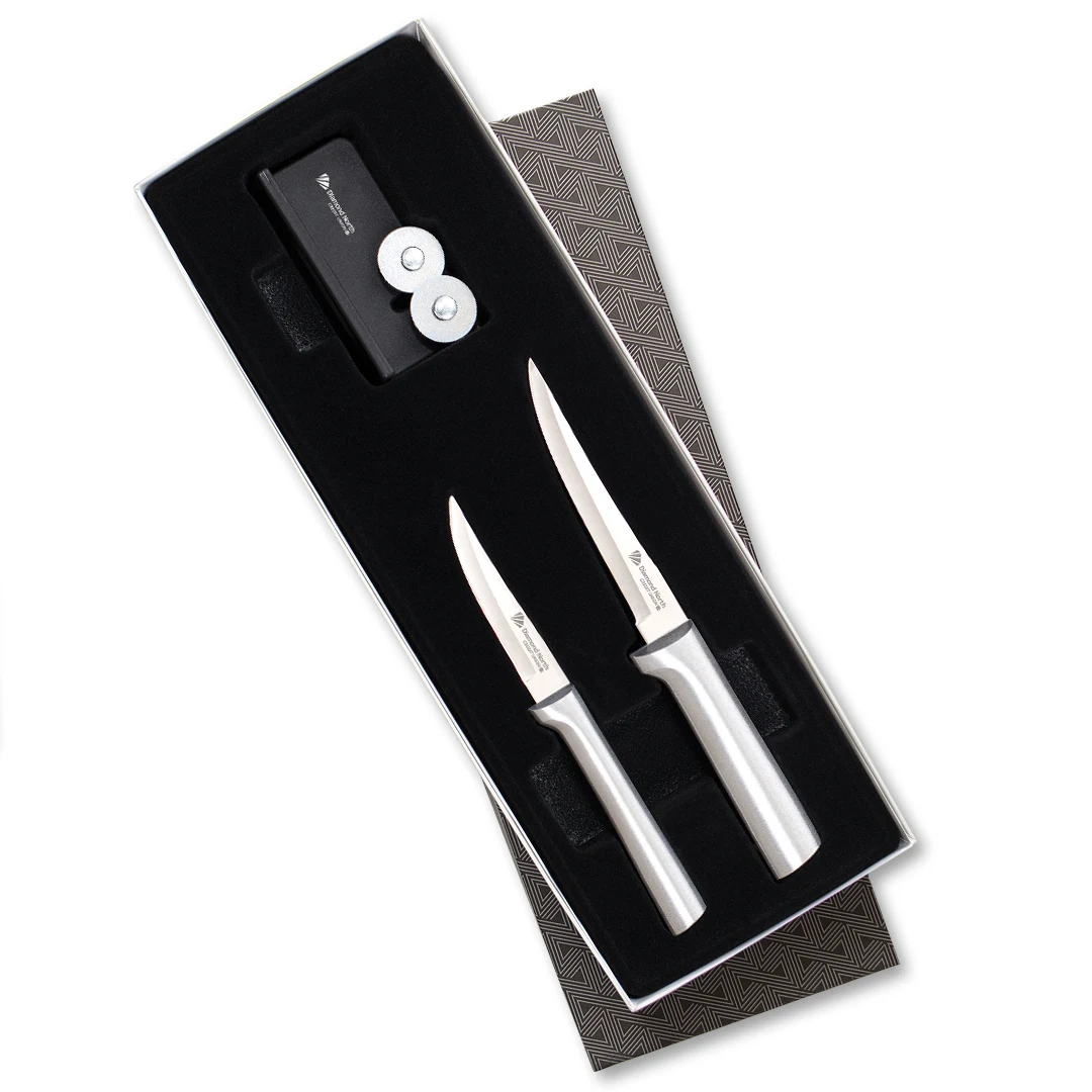 Paring Pair Plus Sharpener Gift Set w/Silver Handle 1