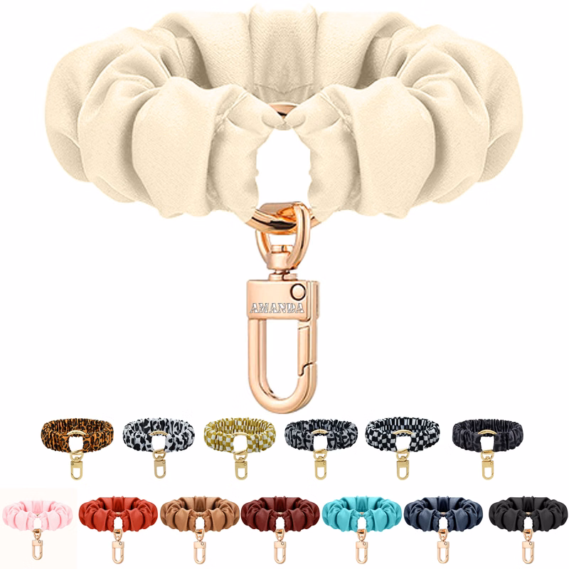 Scrunchie Keychain Wristlet Elastic Bracelet Keyring