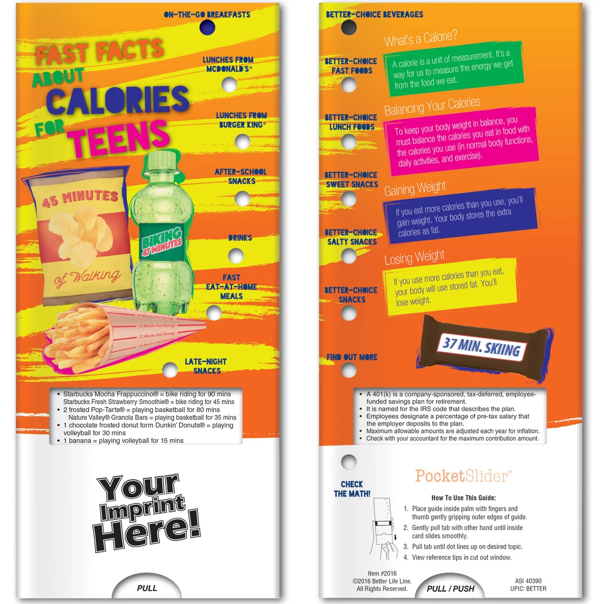 Pocket Slider - Fast Facts About Calories for Teens 1