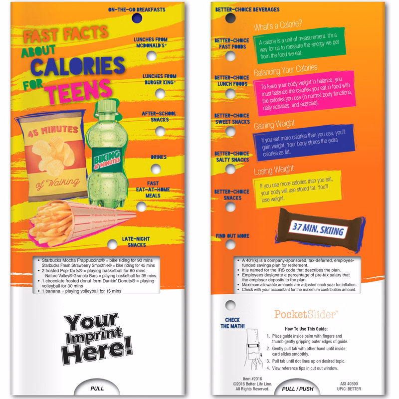 Pocket Slider - Fast Facts About Calories for Teens