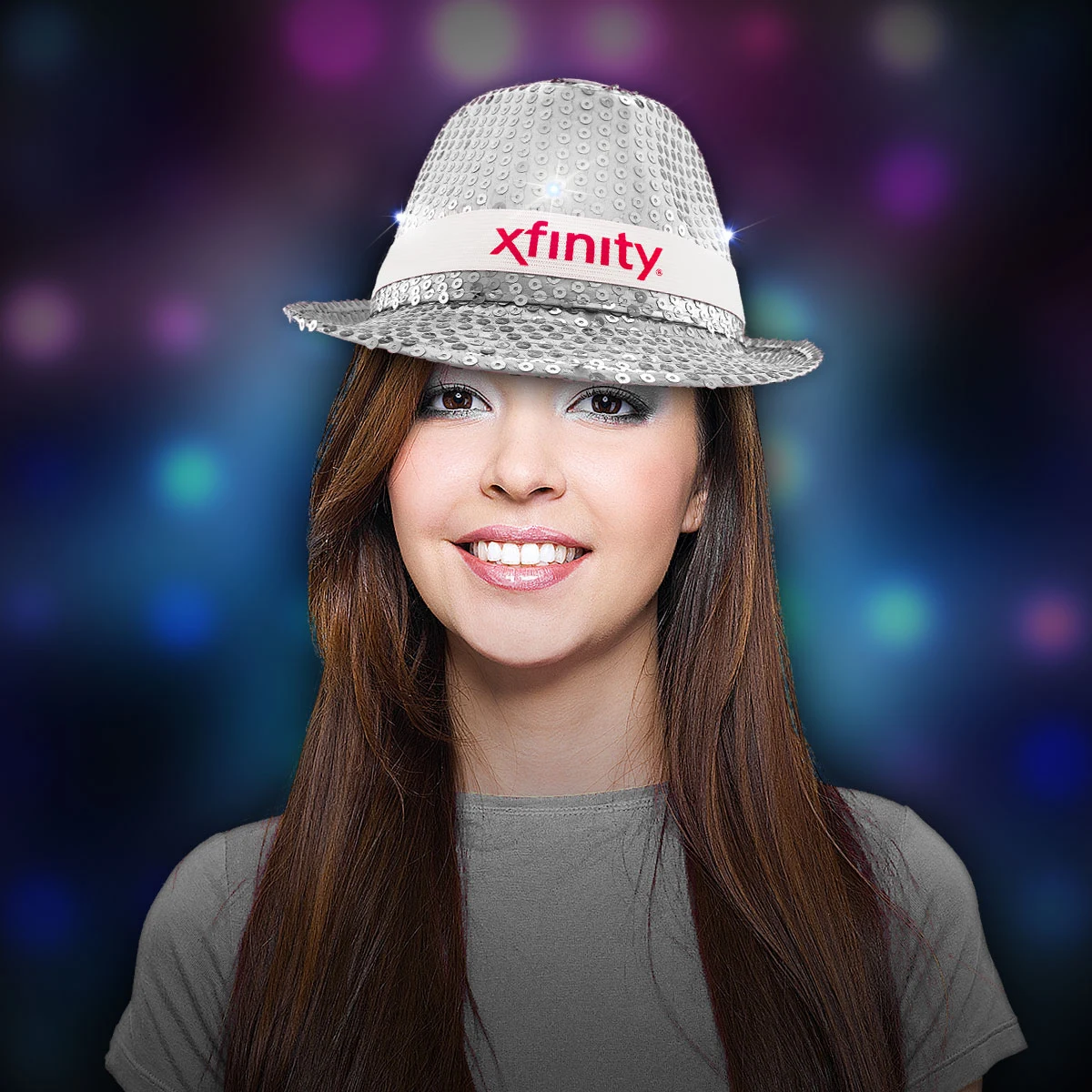 Silver Sequin LED Fedora(black band) 1