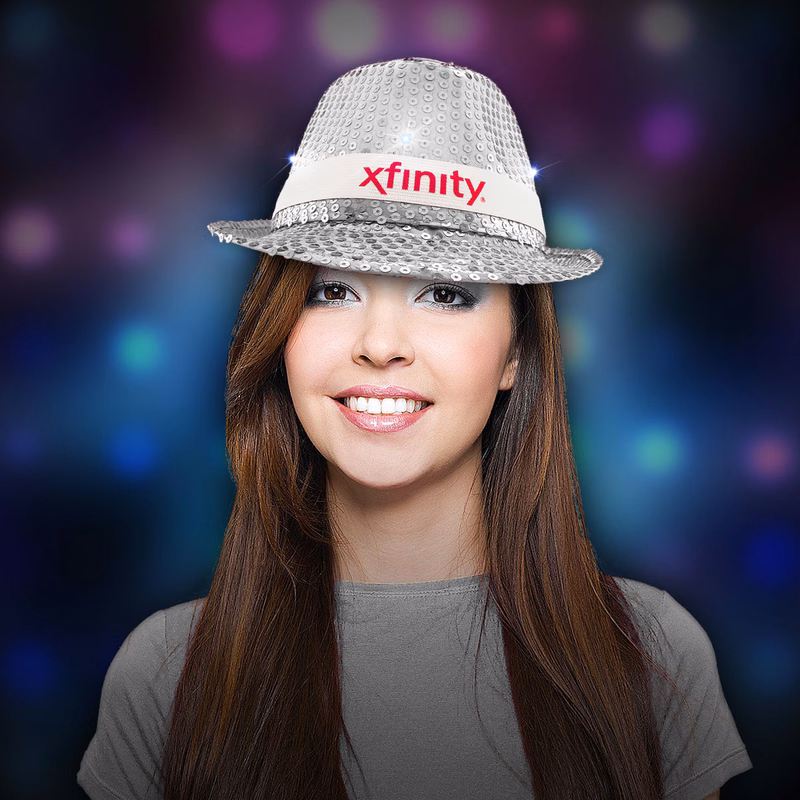 Silver Sequin LED Fedora(black band)