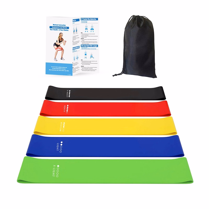 Natural Latex 5 Different Pounds Resistance Loop Bands Set