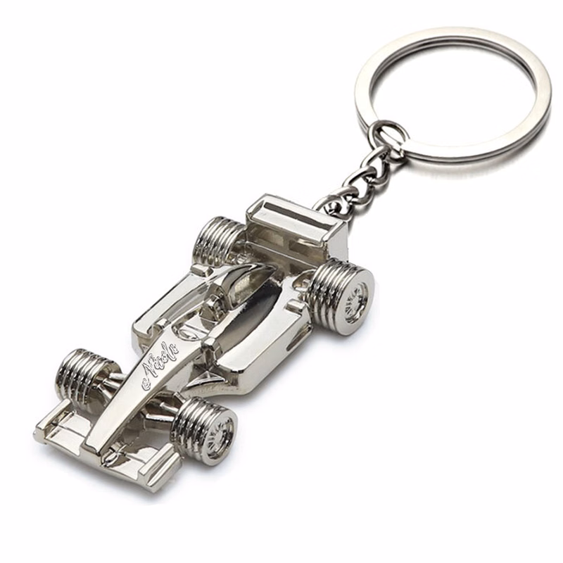 Zinc Alloy Race Car Keychain