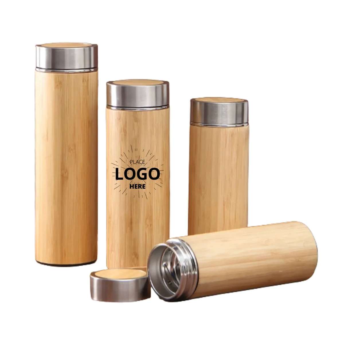 Bamboo Insulated Bottles, custom water bottle with logo imprint 1
