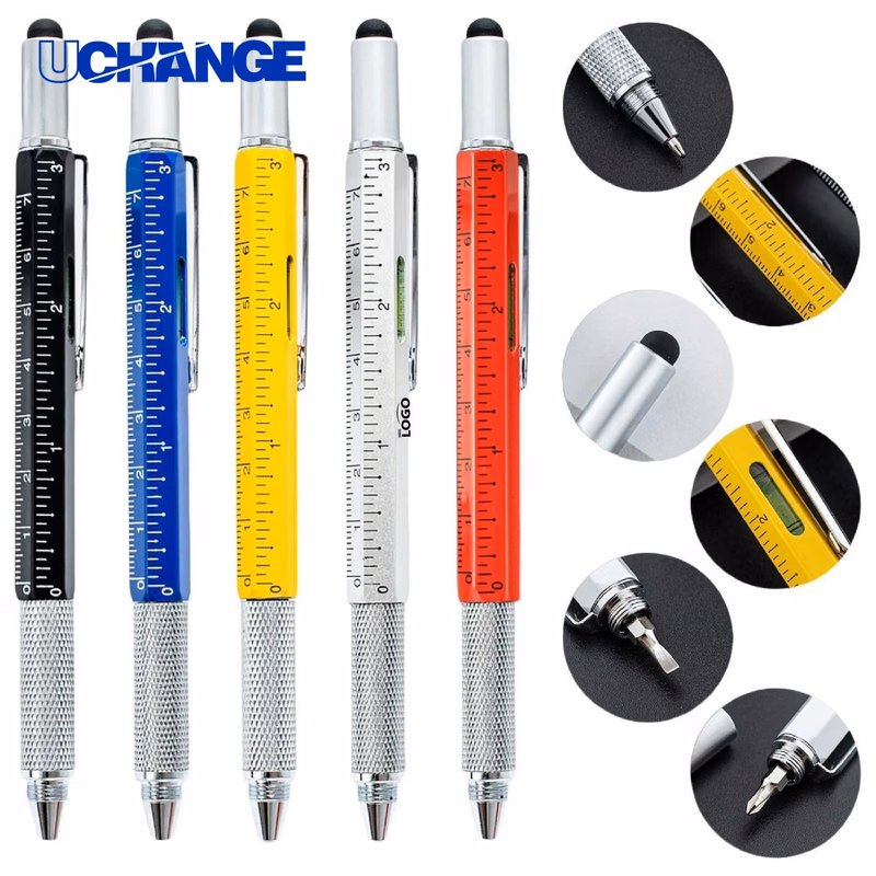Metal 6 in 1 Multitool Stylus Ruler Ballpoint Pen for DIY