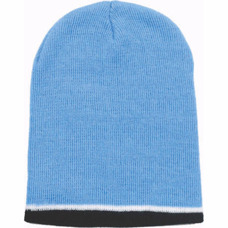 Tri Color Beanie Hat w/White Trim